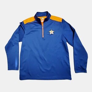 MLB‎ Houston Astros Sweater Mens Navy Orange 1/4 Zip Pullover Long Sleeve Size M